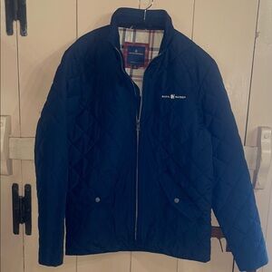 Brooks Brothers Navy Quilted Jacket, Basil Hayden embroidery, small